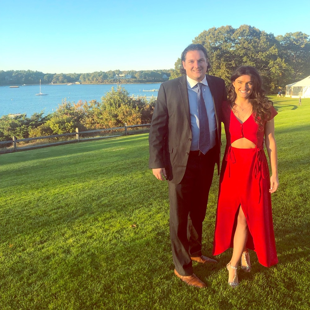 Bright red silk wrap dress